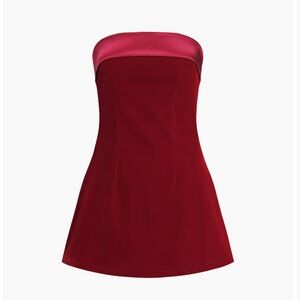 🆕 Satin Velvet Strapless Short Dress